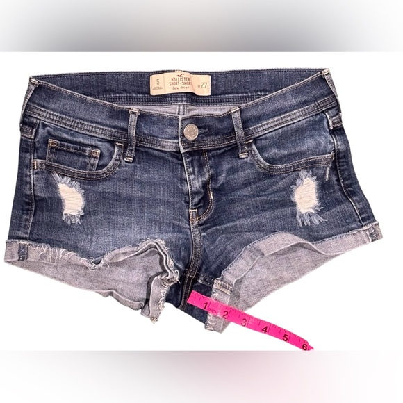 Hollister 🦅 Low Rise Short-Short Blue Denim Jean Shorts Size 5 (W 27) - Picture 8 of 8